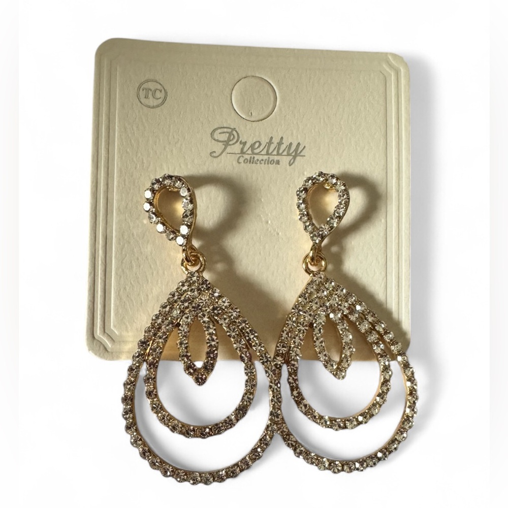 Rhinestone Teardrop Chandelier Earrings
